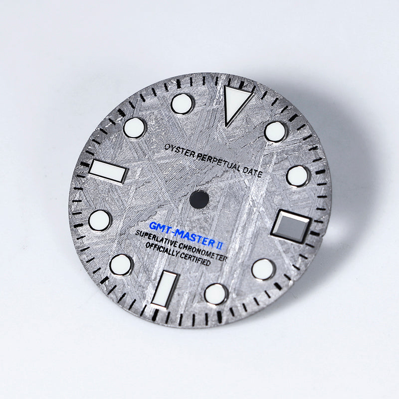 28.5mm Natural Gray GMT Meteorite Dial BGW9 C3 Lume NH34 Movement