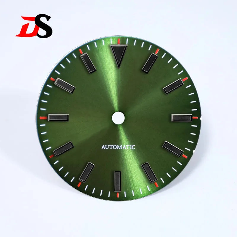 No Date 28.5mm Watch Dial Matte Sunburst Dial Black Lume NH35 Movement