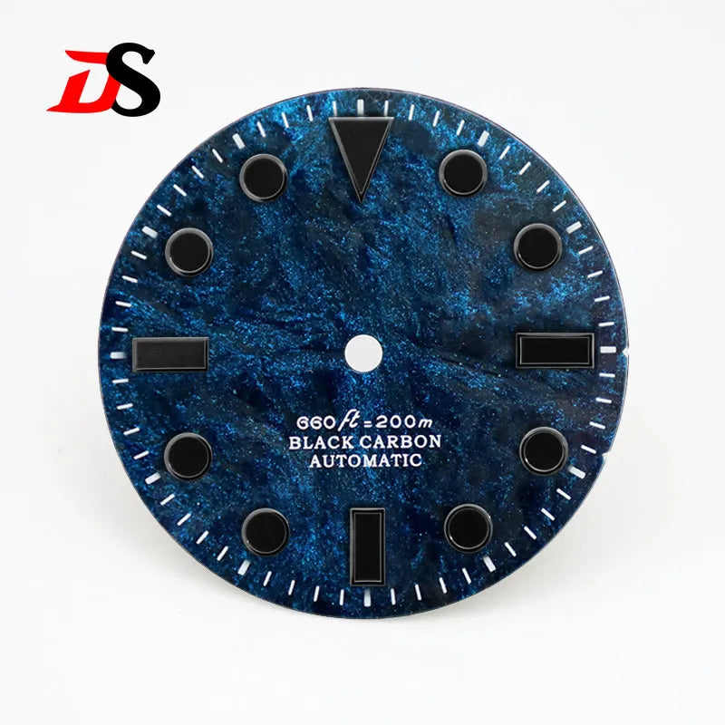 28.5mm Dial YM Index Rich Color Texture Carbon Fiber Dial Black Lume for NH35 Movement No date/3o'clock date