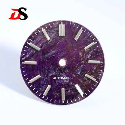 28.5mm Dial Purple Dragon Crystal Natural Purple Stone No Lume NH38 Movement 3 O'clock Date/No Date