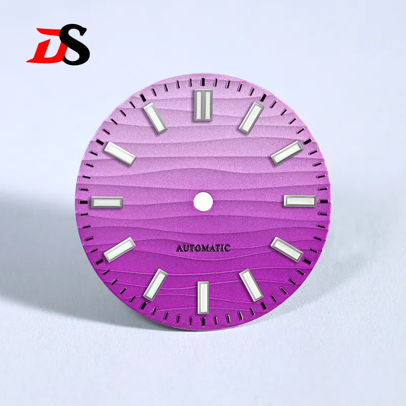 28.5mm Wave Dial Blue Lume for NH35 ETA2824 SW200 MIYOTA 9015 9039 Movement No Date Dial