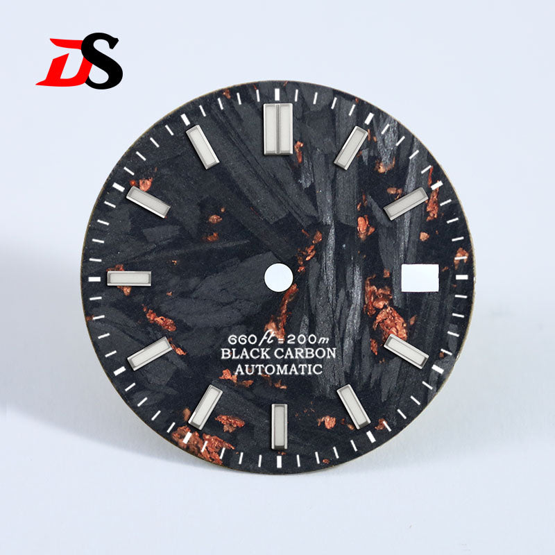 28.5MM Carbon Fiber Dial Date Index BGW9 Lume for MIYOTA 9015 /ETA2824 Movement