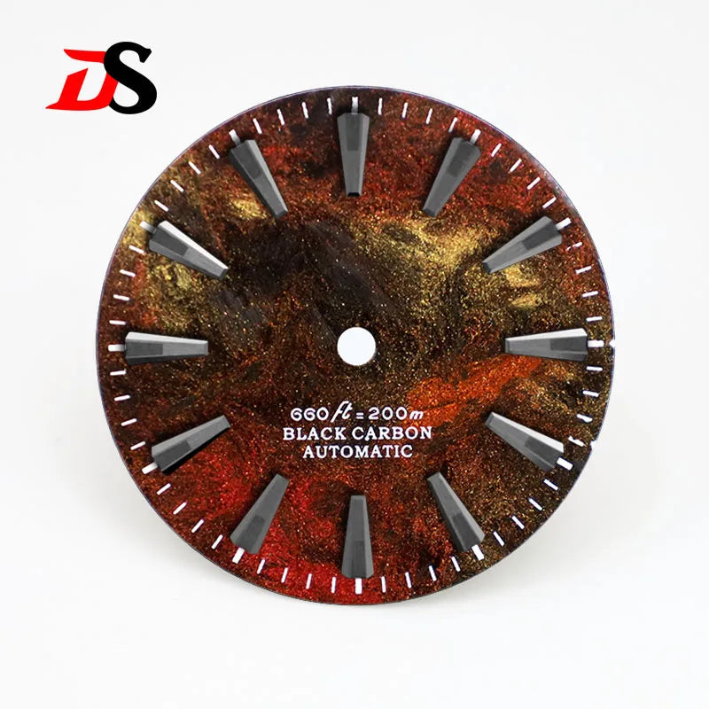 Rich Color Lava Texture Carbon Fiber Dial Black Lume for NH35 Movement 3o'clock/No Date 28.5mm