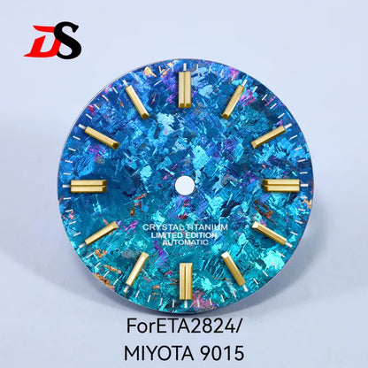28.5mm Dial Ice Crystal Titanium Dial No Lume NH35 ETA2824/MIYOTA 9015 Movement No Date Dial