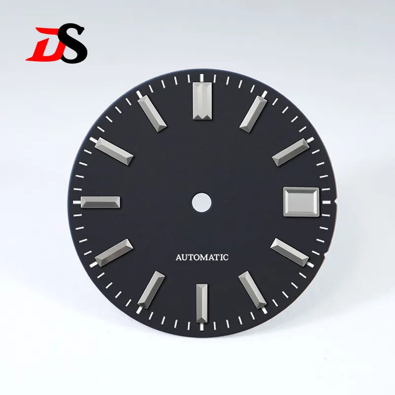 Envelope Index 28.5mm Sunburst Matte Black Dial No Lume for NH35 Movement