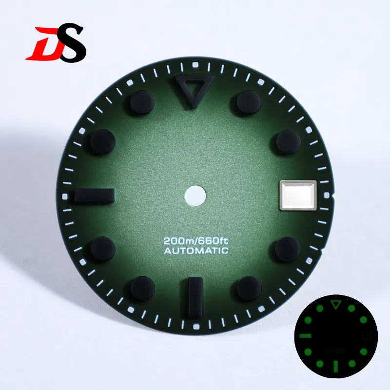 Hollow Index 28.5mm Matte Dial Dark Green Lume for NH35 Movement 3 O'clock Date/no Date