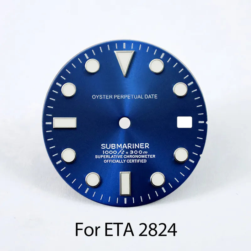 28.5mm Matte SUB Dial BGW9 C3 Lume Custom Logo for ETA2824 Movement