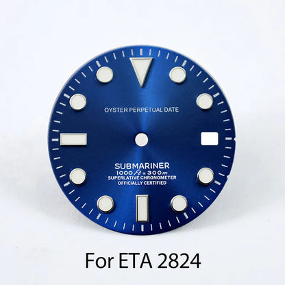 28.5mm Matte SUB Dial BGW9 C3 Lume Custom Logo for ETA2824 Movement