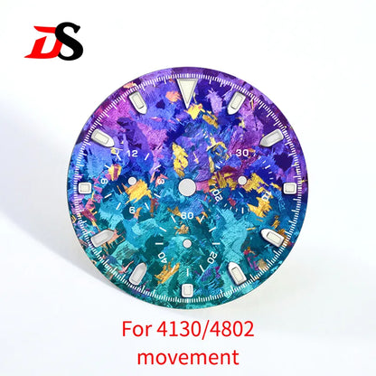 29.5mm Ice Crystal Titanium Dial for 4130 Movement Blue Lume Watch Accessories