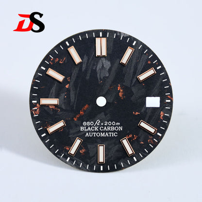 28.5MM Carbon Fiber Dial Date Index BGW9 Lume for MIYOTA 9015 /ETA2824 Movement