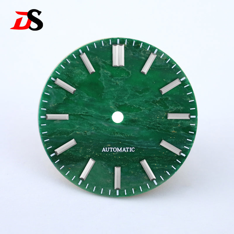 African Jade 28.5mm Dial No Lume NH38 Movement NO Date Blue Lume Stone Dial