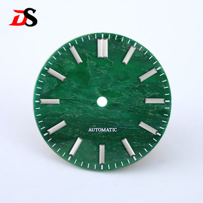 African Jade 28.5mm Dial No Lume NH38 Movement NO Date Blue Lume Stone Dial