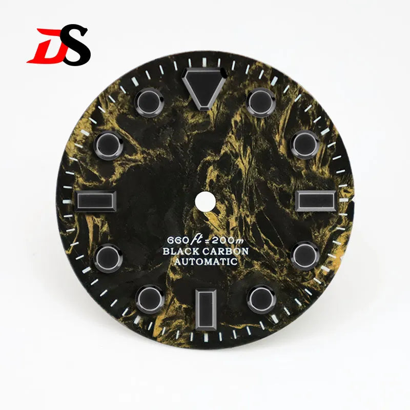 28.5MM Dial Rich Color Lava Carbon Fiber Dial Black Lume High Quality for NH35 Movement No date/3o'clock date