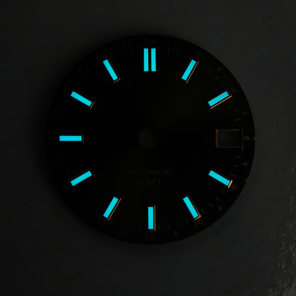 28.5MM Carbon Fiber Dial Date Index BGW9 Lume for MIYOTA 9015 /ETA2824 Movement