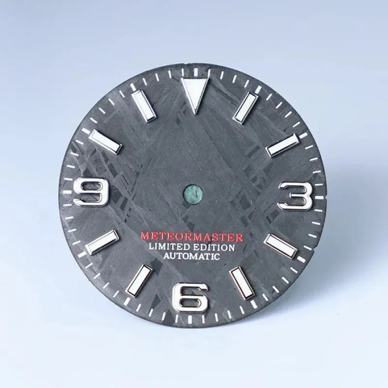 Black Meteorite Natural Blue-green Luminous Dial NH35NH36 28.5mm