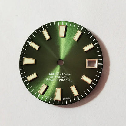 Sunburst Dial Green Lume Modified Watch NH35 Movement 28.5mm Dial
