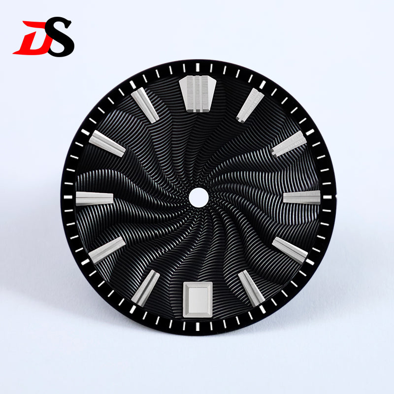 Guilloche 28.5mm  Dial GS MOD Silver Index No Lume Sterile NH35NH34NH38 Movement 3 O'clock /6O'clock /no Date