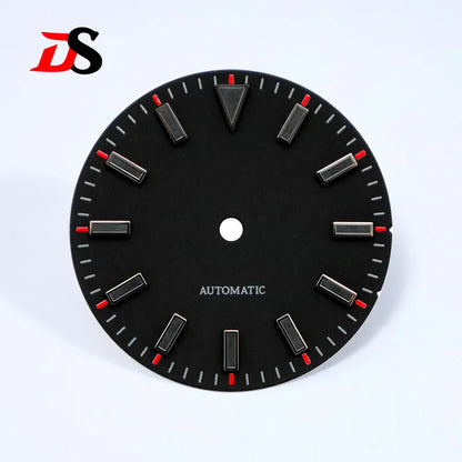 No Date 28.5mm Watch Dial Matte Sunburst Dial Black Lume NH35 Movement