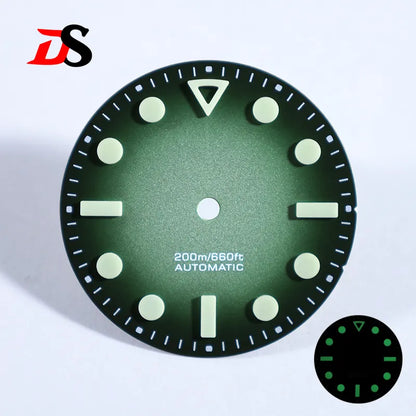 Hollow Index Matte Dial 28.5mm Dial Green Lume for NH35 ETA2824/MIYOTA 9015 Movement No Date