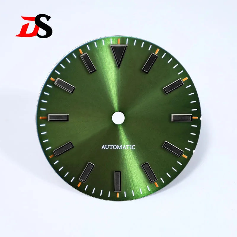 No Date 28.5mm Watch Dial Matte Sunburst Dial Black Lume NH35 Movement