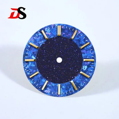 28.5mm Dial Natural Lapis Lazuli Ice Crystal Stone Dial Creative Stitching NH38 Movement No Date Tiger's Eye Stone Blue Sands