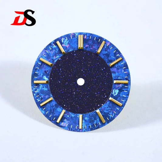 28.5mm Dial Natural Lapis Lazuli Ice Crystal Stone Dial Creative Stitching NH38 Movement No Date Tiger's Eye Stone Blue Sands