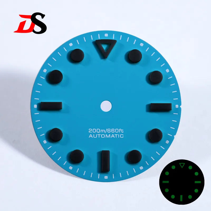 Hollow Index 28.5mm Matte Dial Dark Green Lume for NH35 Movement 3 O'clock Date/no Date
