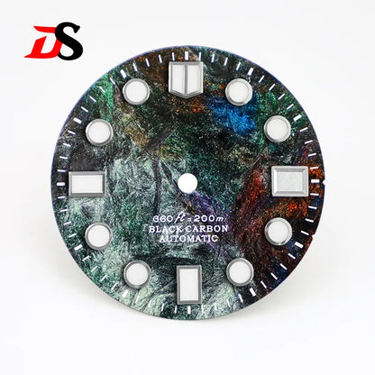 Rich Color Lava Texture Carbon Fiber Dial BGW9 C3 Lume for NH35 Movement 28.5mm Dial 3o'clock date
