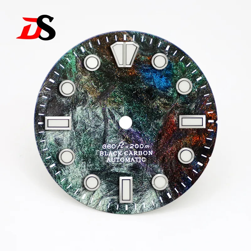28.5mm Dial Rich Color LavaTexture Carbon Fiber Dial BGW9 Lume for NH35 Movement No Date/3o'clock Date