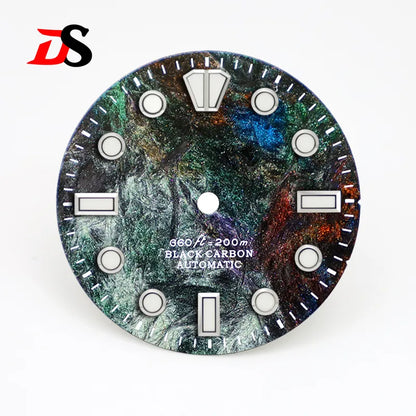 28.5mm Dial Rich Color LavaTexture Carbon Fiber Dial BGW9 Lume for NH35 Movement No Date/3o'clock Date