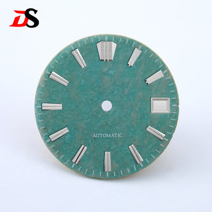 NH35 Dial Tianhe Jade 28.5mm White Tick Mark NH38 Movement Stone No Date Blue Lume/no Lume