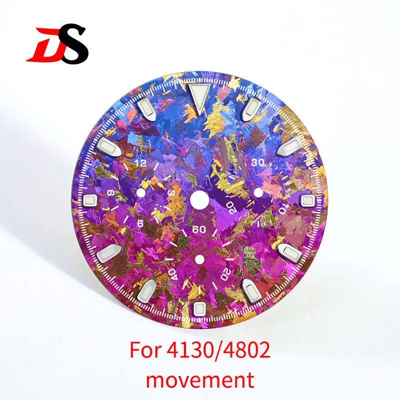 29.5mm Ice Crystal Titanium Dial for 4130 Movement Blue Lume Watch Accessories