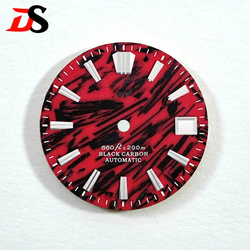 28.5mm Red Carbon Fiber Dial GS MOD No Lume NH35 Movement