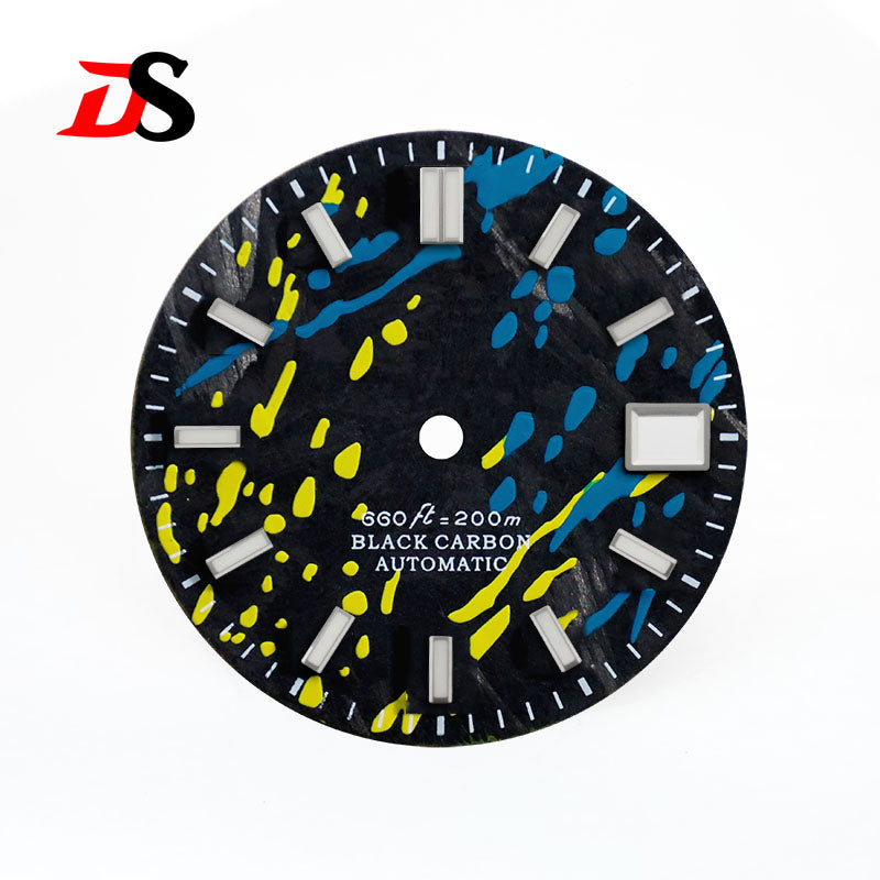 Colorful Graffiti Carbon Fiber Dial Color Ink Date Blue Lume