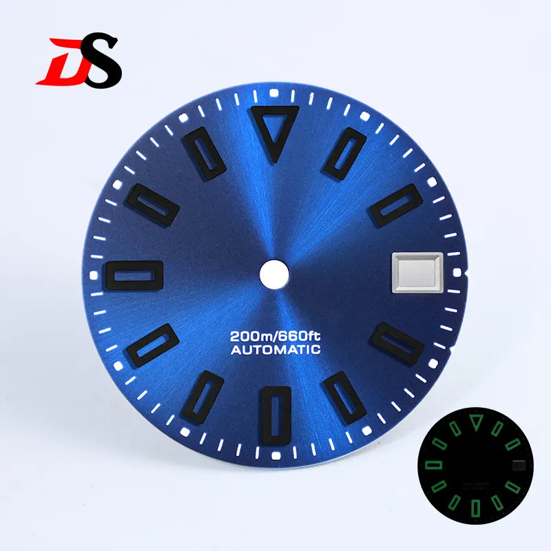 28.5mm Matte Dial Hollow Index Dark Green Lume SKX007 for NH36 Movement 3 O'clock date