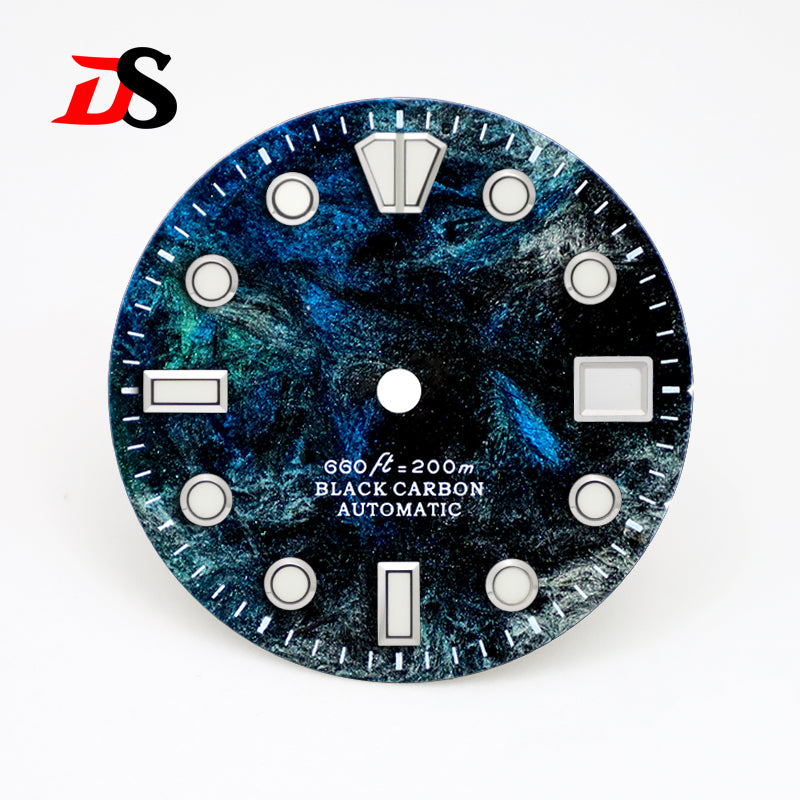 28.5mm Dial Rich Color LavaTexture Carbon Fiber Dial BGW9 Lume for NH35 Movement No Date/3o'clock Date