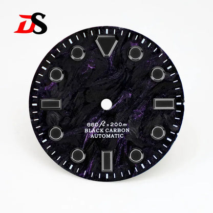 28.5MM Dial Rich Color Lava Carbon Fiber Dial Black Lume High Quality for NH35 Movement No date/3o'clock date