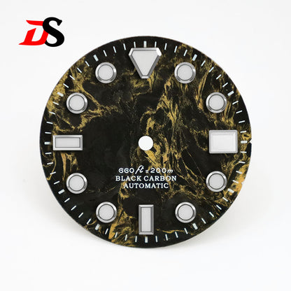 High Quality Rich Color Lava Carbon Fiber Dial Blue Lume 28.5MM Dial for NH35 Movement 3o'clock date