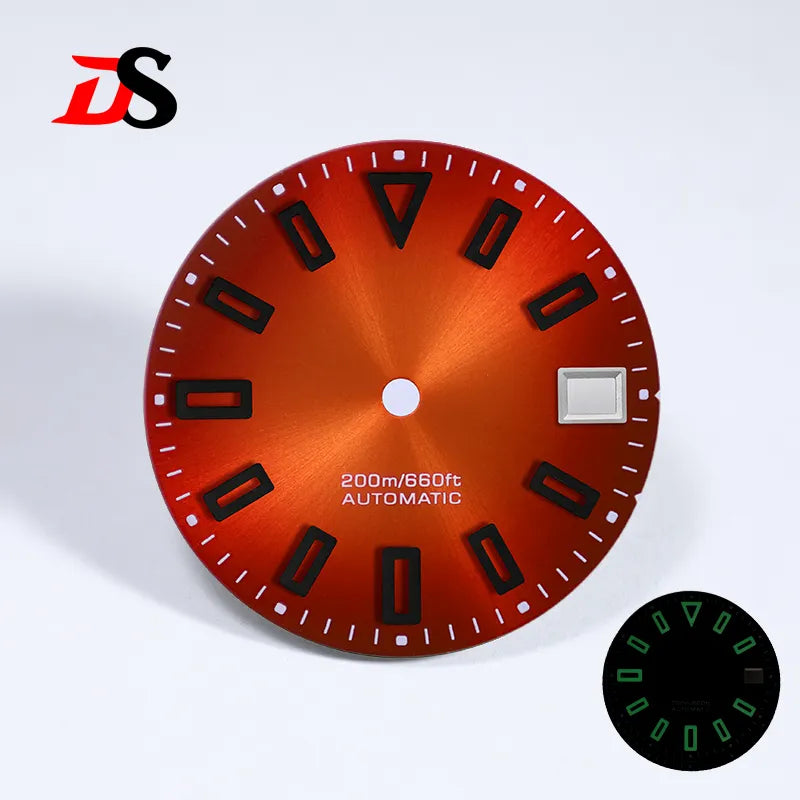 28.5mm Matte Dial Hollow Index Dark Green Lume SKX007 for NH36 Movement 3 O'clock date
