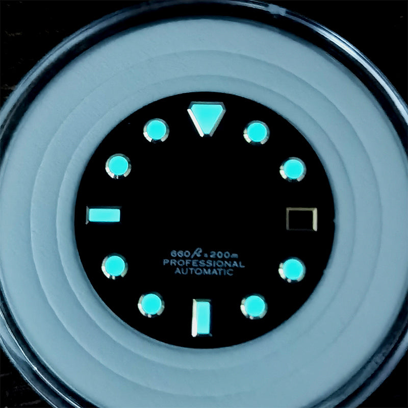 28.5mm New Carbon Fiber Dial Hypotenuse Index BGW9 C3 Lume Fit NH35 Movement