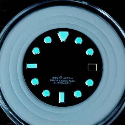 28.5mm New Carbon Fiber Dial Hypotenuse Index BGW9 C3 Lume Fit NH35 Movement