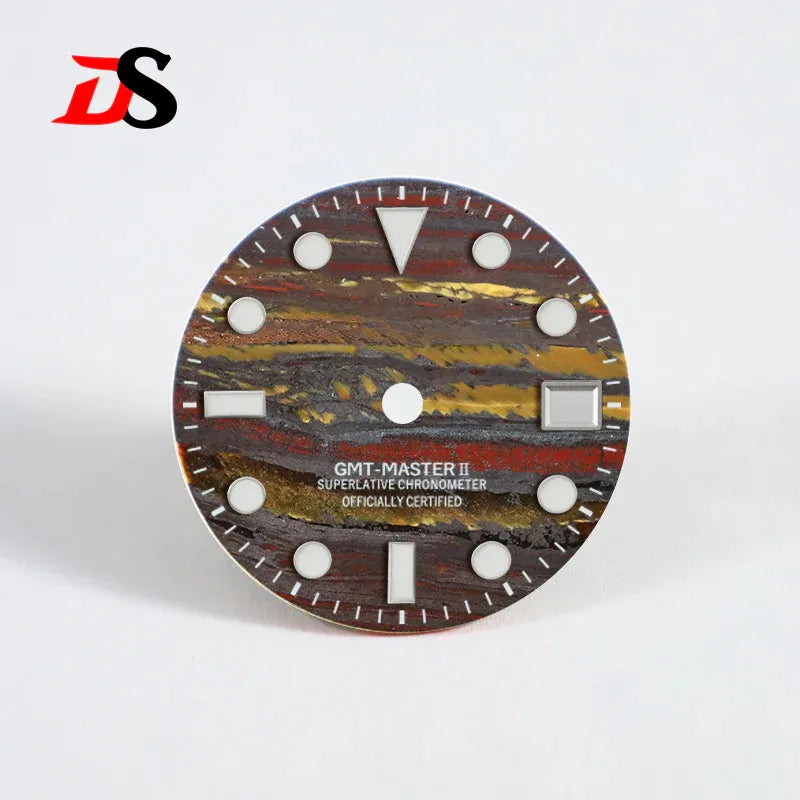 Natural Stone GMT-MASTER NH34 Iron Tiger's Eye S Mod GMT Dial Diving High Quality Blue Lume