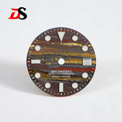 Natural Stone GMT-MASTER NH34 Iron Tiger's Eye S Mod GMT Dial Diving High Quality Blue Lume