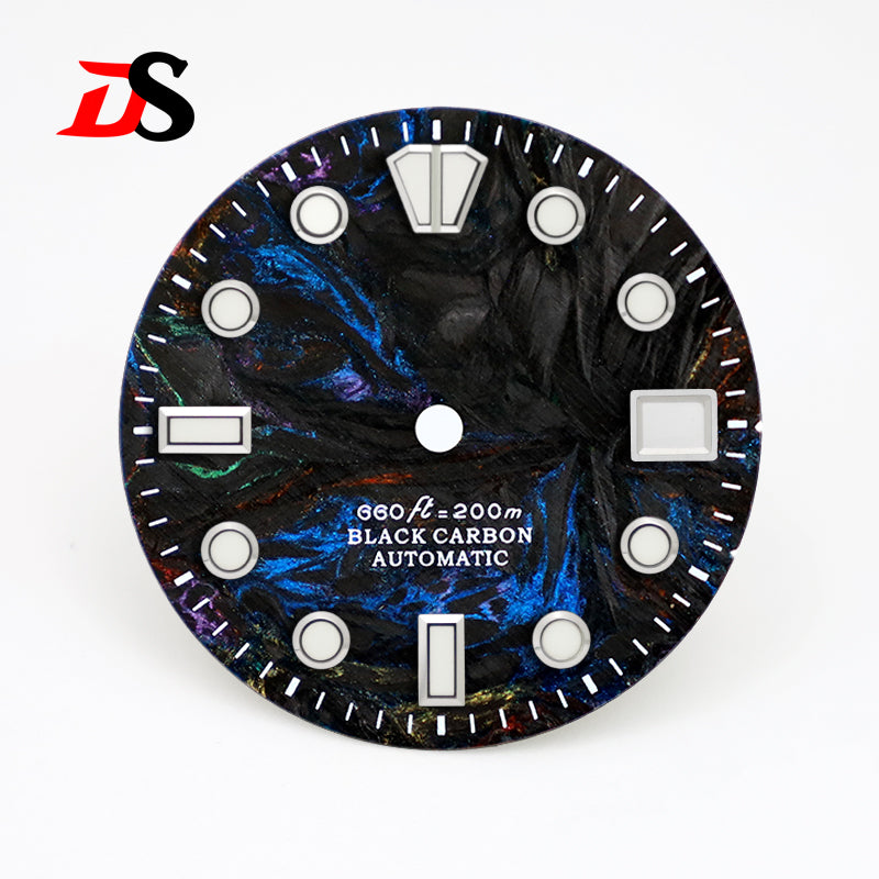 28.5mm Dial Rich Color LavaTexture Carbon Fiber Dial BGW9 Lume for NH35 Movement No Date/3o'clock Date