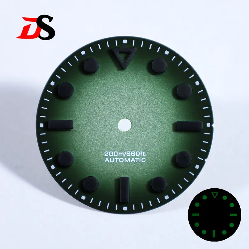 Hollow Index 28.5mm Matte Dial Dark Green Lume for NH35 Movement 3 O'clock Date/no Date