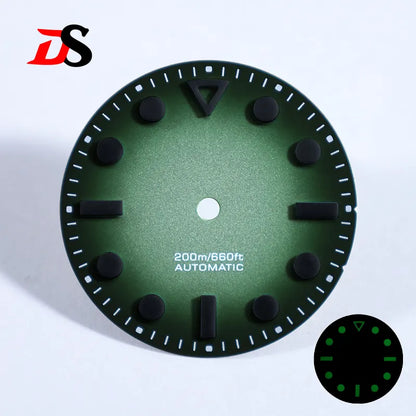 Hollow Index 28.5mm Matte Dial Dark Green Lume for NH35 Movement 3 O'clock Date/no Date