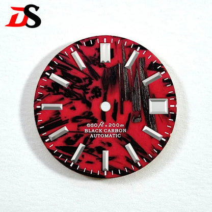 28.5mm Red Carbon Fiber Dial GS MOD No Lume NH35 Movement