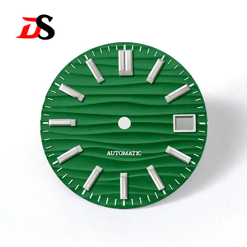 28.5mm Wave Dial No Lume NH35 Dial Blue Lume 3 O'clock/6 O'clock/no Date