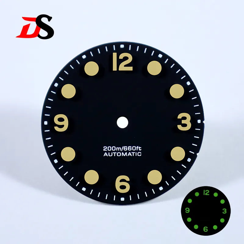 28.5mm Retro 369 Number Dial Gradient Matte Dial Green Lume for NH35NH38 Movement No Date Dial