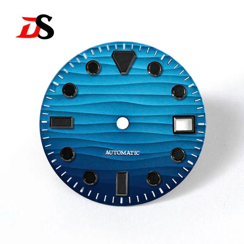 Sea Wave Dial 3.0 O'clock Date Black Lume Dark green glow NH35 28.5mm